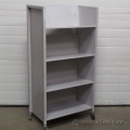 Grey Metal 4 Shelf Rolling File Cart Book Case